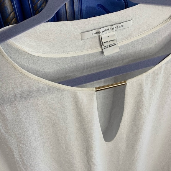 Diane von Furstenberg DVF White Flowy Blouse Small - Picture 2 of 5